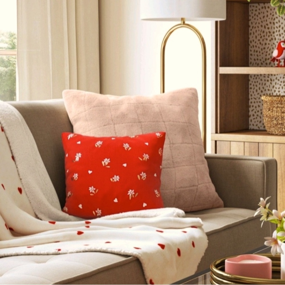 Threshold Embroidered Floral and Heart pillows